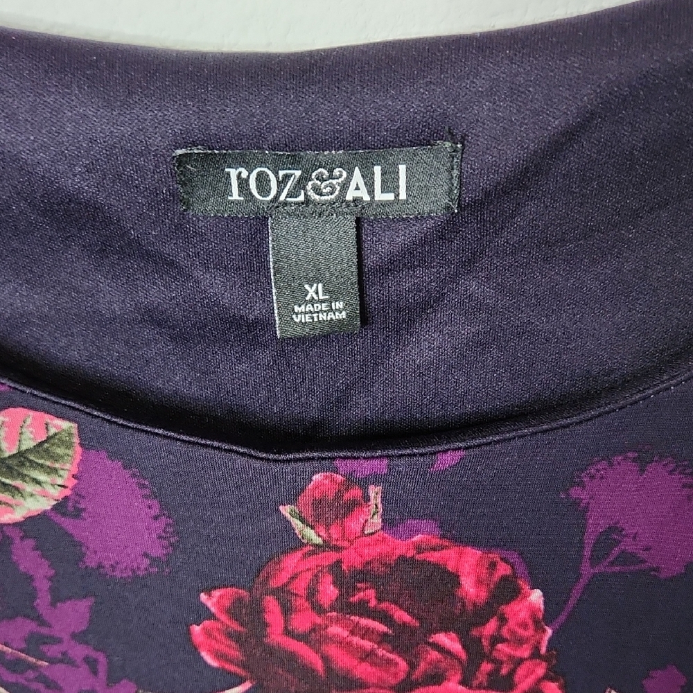 Roz & Ali Long Sleeve Floral Dress in Pink and Purple - Picture 2 of 7